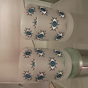 Culver Blue Evil Eye Pattern Frosted Glasses Set